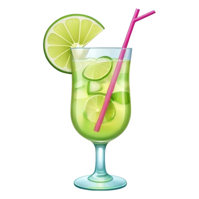 beach cocktail emoji, with a slice of lime sticker