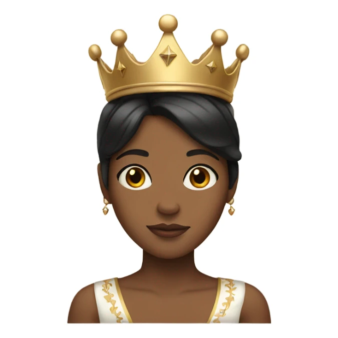 black hair. brown skin girl. with crown sticker