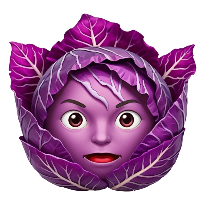 Red cabbage shreds without bowl with big cabbage head in the background sticker