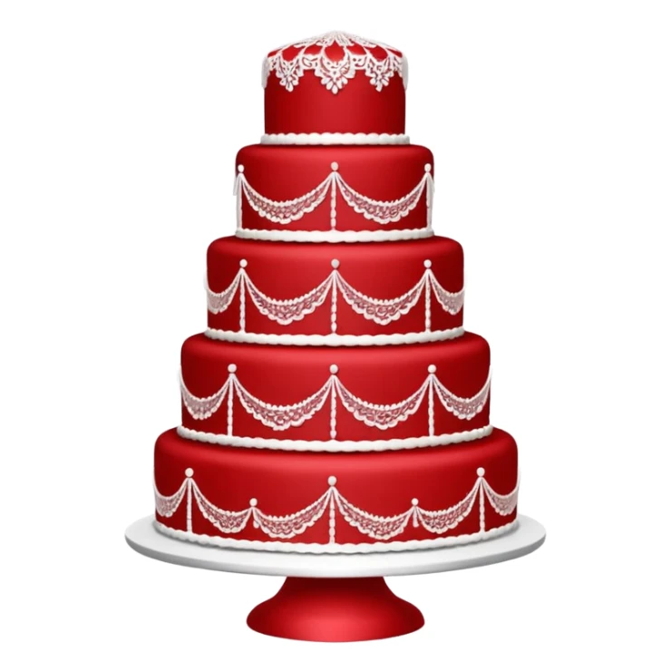elegant red wedding cake with lace details sticker