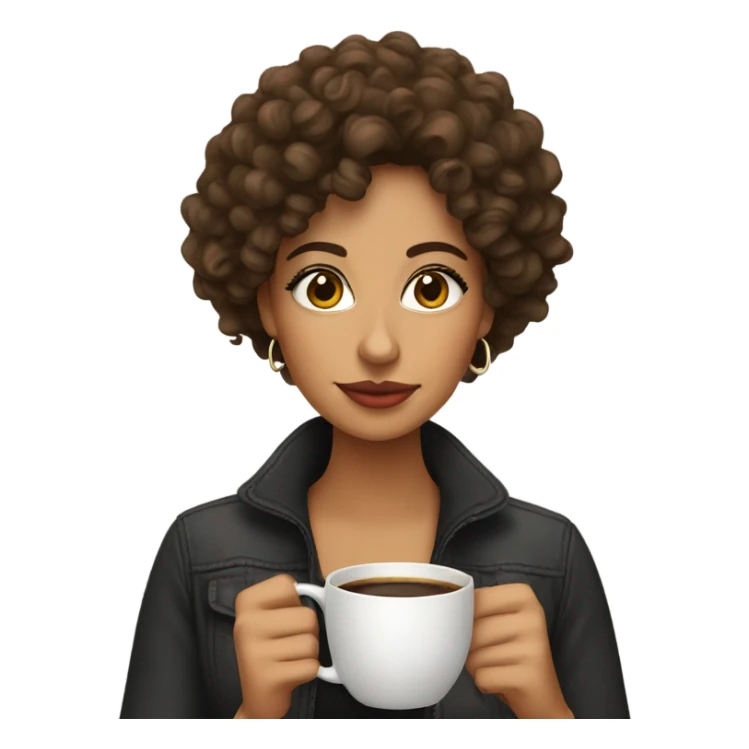 pretty latina with curly hair sipping coffee sticker