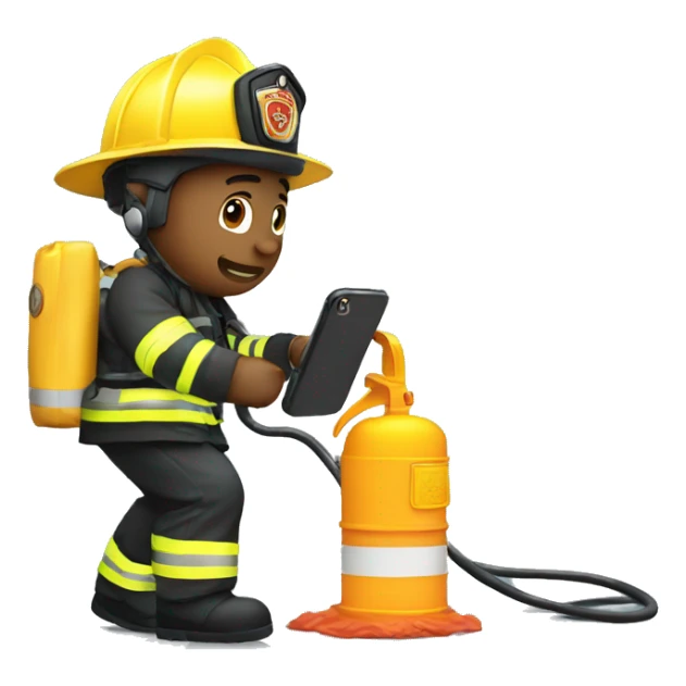 Firefighter charging his phone  sticker