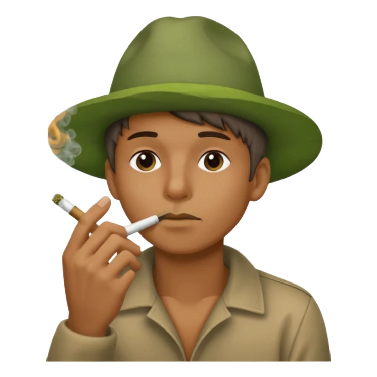 😮 face with 👌🏽hand to the mouth puffing on a weed joint sticker