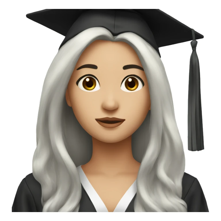 graduation girl with long black hair sticker