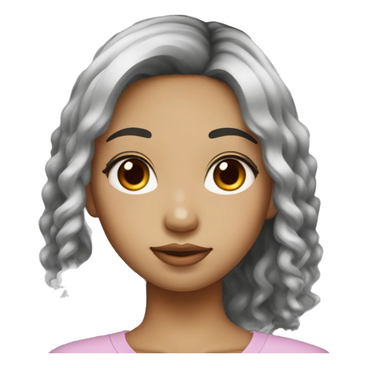 Black culry hair with front hair asian girl sticker