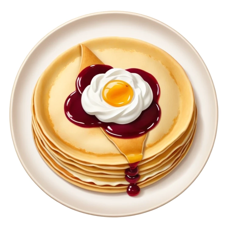 scandinavian round crepes with jam and sour cream sticker