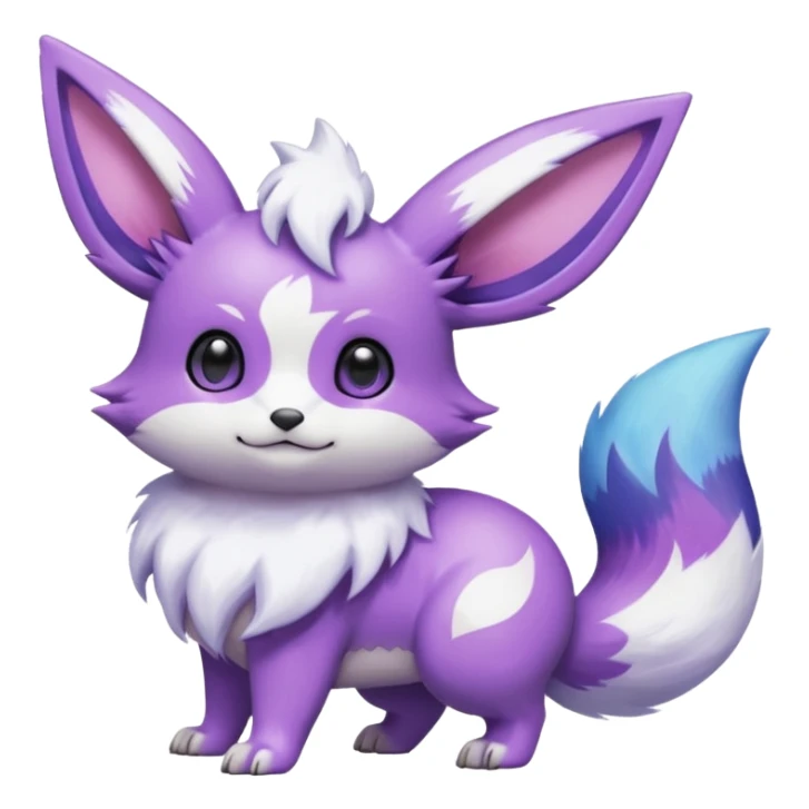Shiny White with Violet and Indigo markings and nebula markings Eevee-Minccino-Zangoose-Digimon-Pokémon-Fakémon-fusion-hybrid-creature sticker