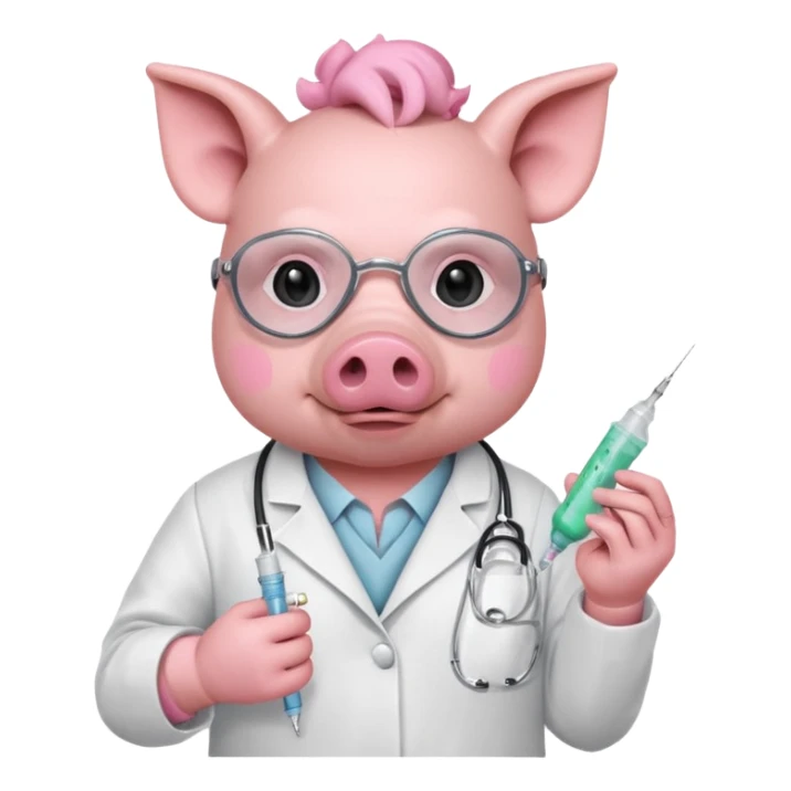 Pig doctor with mask and syringe.














 sticker
