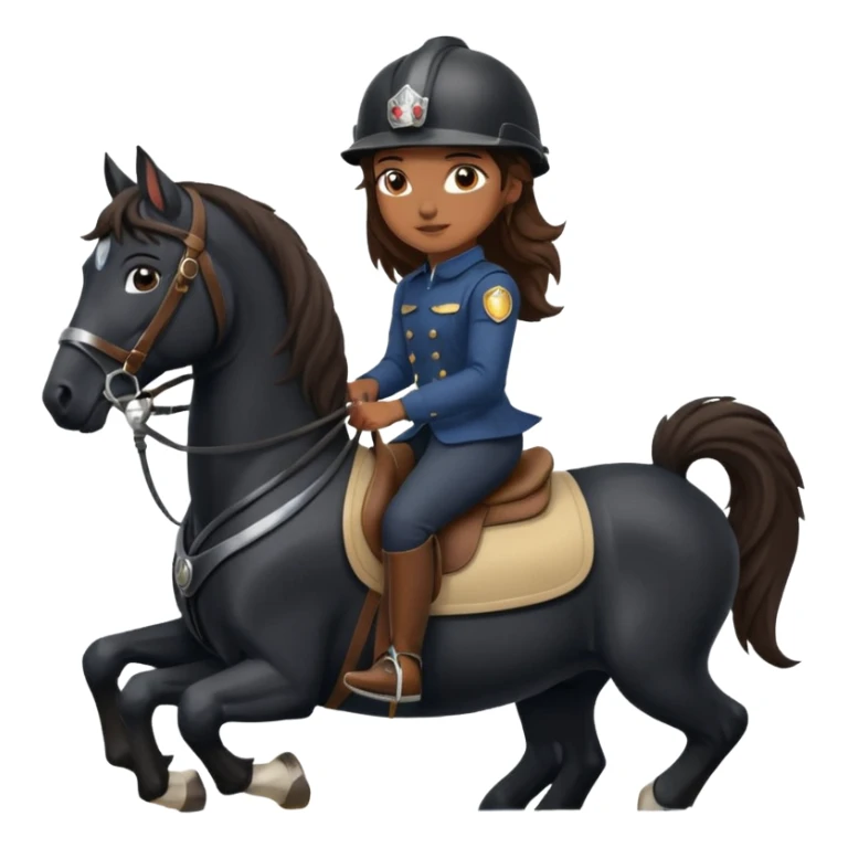 Brown girl on black shire horse  sticker