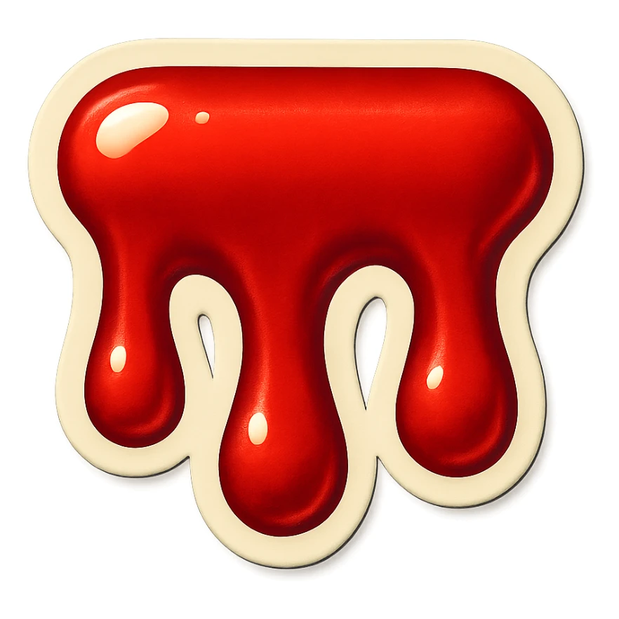 blood drips, short and very wide, retro sticker style sticker