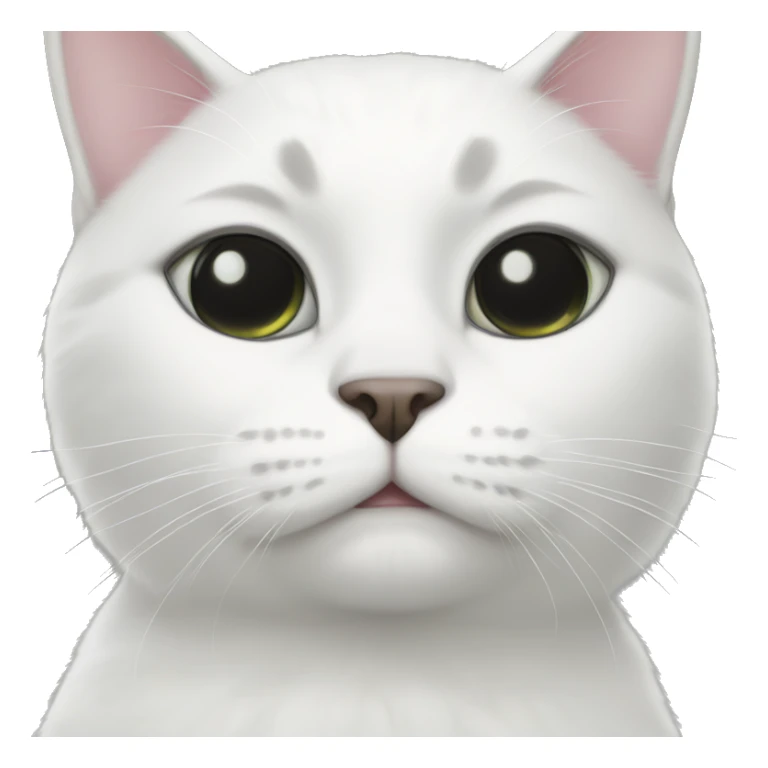 white cat with black ears and black spot on face around eye  sticker