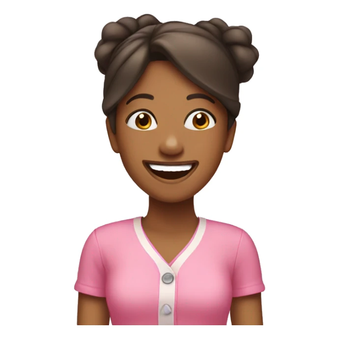 Brown girl dressed in pink laughing  sticker