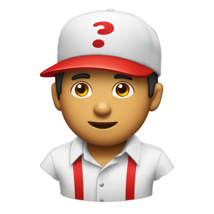 tendero con camisa roja y gorra roja vendiendo un chance  sticker