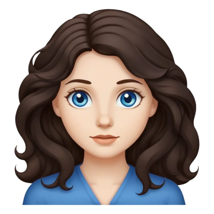 woman with blue eyes and long wavy dark brown hair sticker