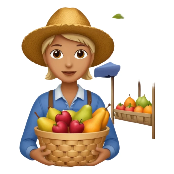 Shopper with fruit basket,Farmers’ Market, background Fruit, market. sticker