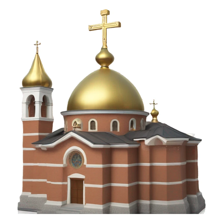 Orthodox church with golden dome and red bricks facade sticker