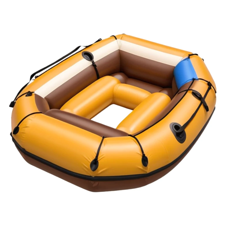 brown round inflatable boat with several seats around the perimeter sticker