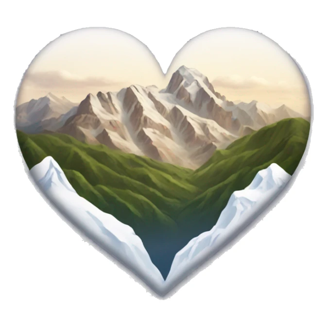 Emoji coeur blanc avec montagne  sticker