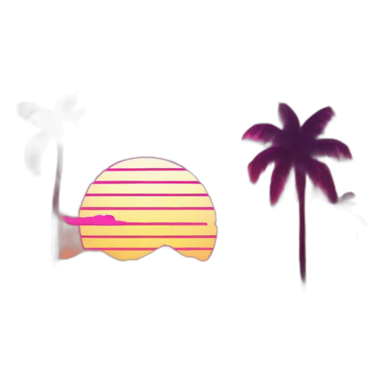 Retro vaporwave synth 80s aesthetic landscape sunset vibrant sticker
