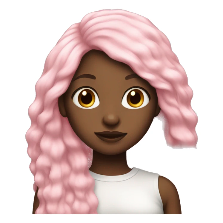 Light Pink long hair black girl sticker