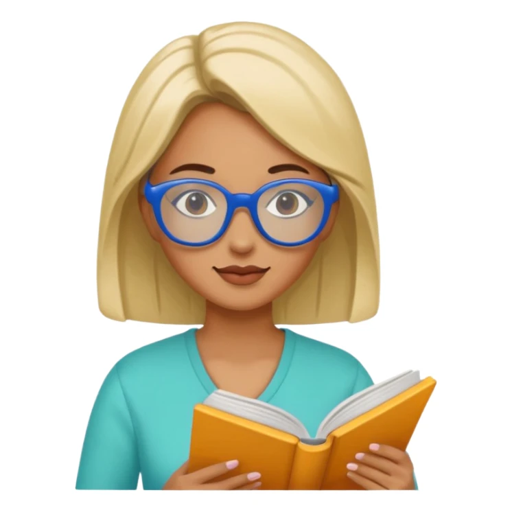 woman reading a book colored glasses sticker
