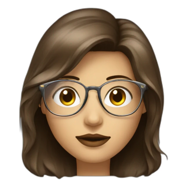 femme brune cheveux long a lunettes en metal doré sticker