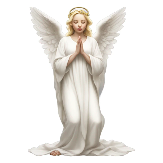 Hyper Realistic pale praying angel full body with halo sticker