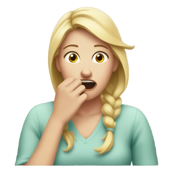 White woman biting her nails anxiously  sticker
