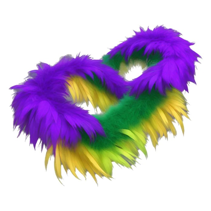 Realistic isolated purple,green,and yellow feather mardi gras boa. sticker