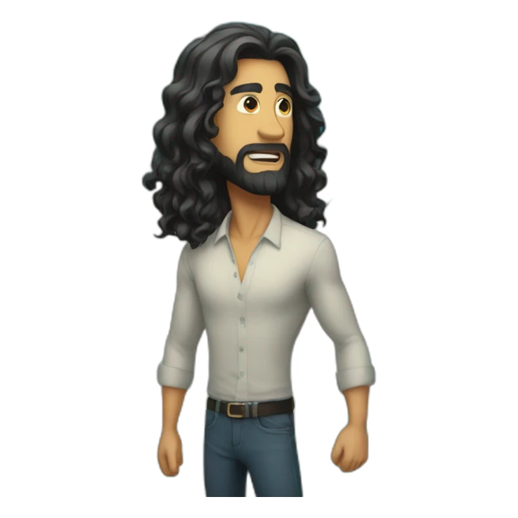 Big wave, man with black long hair standing on it sticker