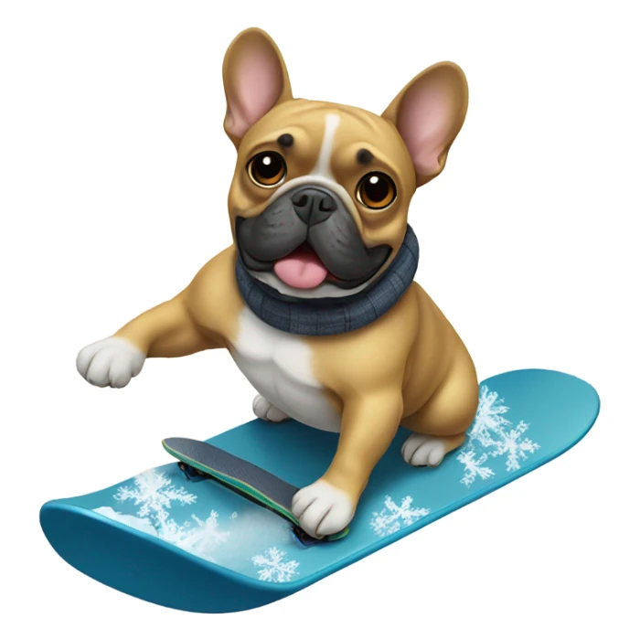 A french bulldog snowboarding sticker