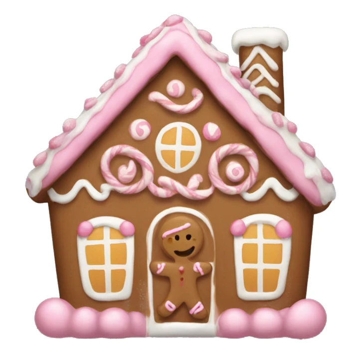 brown and white and pink gingerbread house sticker