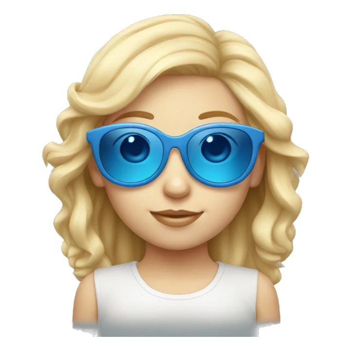 little white girl with blue sun glasses sticker