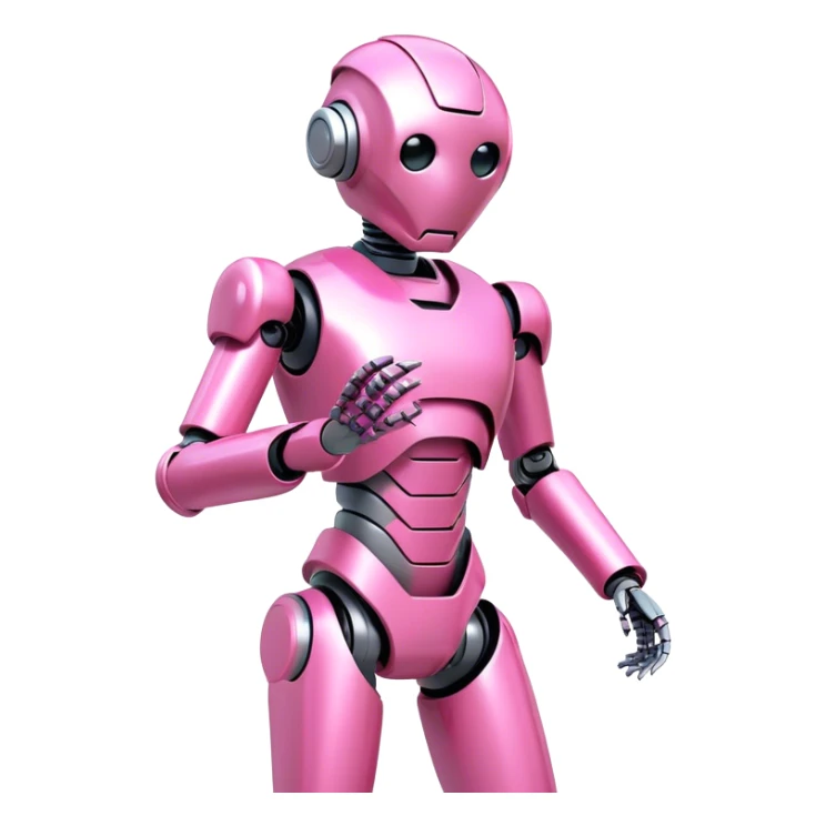 3d robot office worker in intensive pink color suit sticker