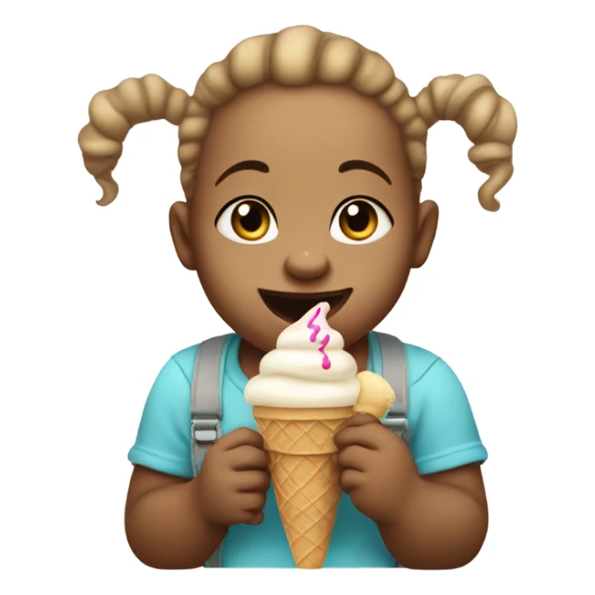White baby eating ice cream sticker