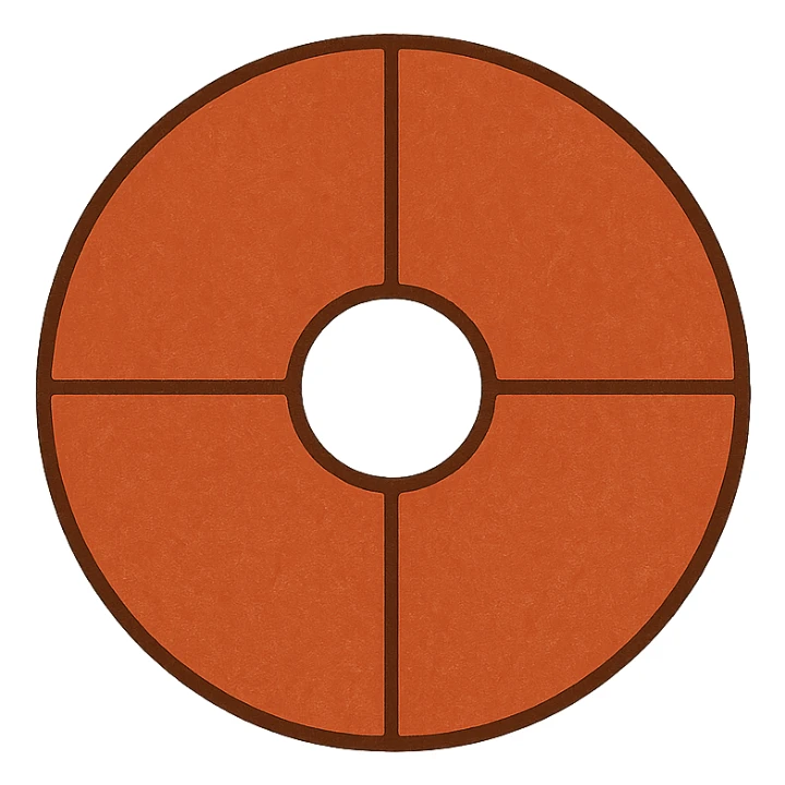 flat design of desiccant rotor, deep red body, face divided into 4 equal segments, white background sticker