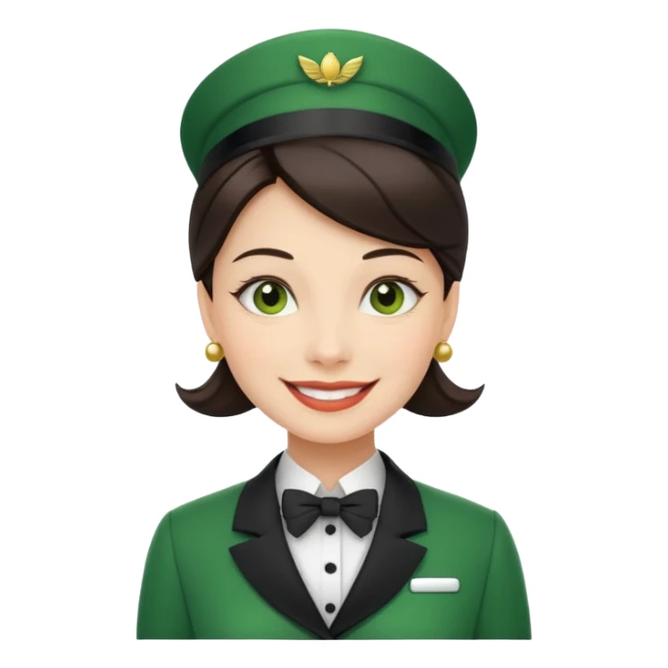 Lady hotel butler with green uniform  sticker