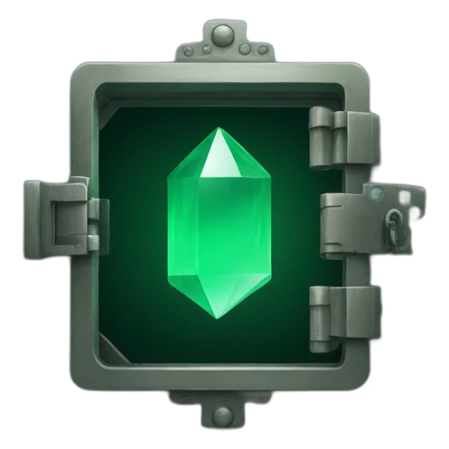 open safe in the middle of the emerald sticker
