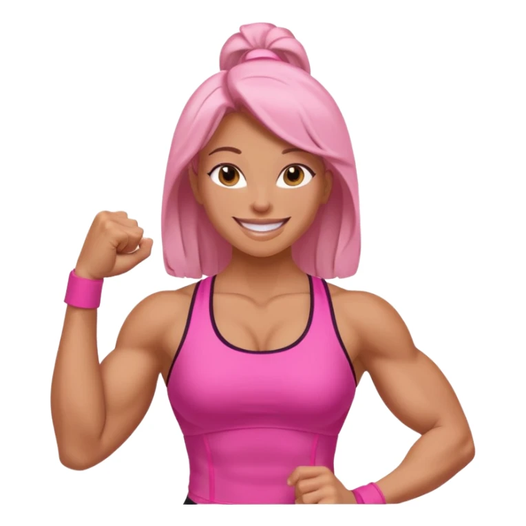 women in pink show biceps emoji sticker