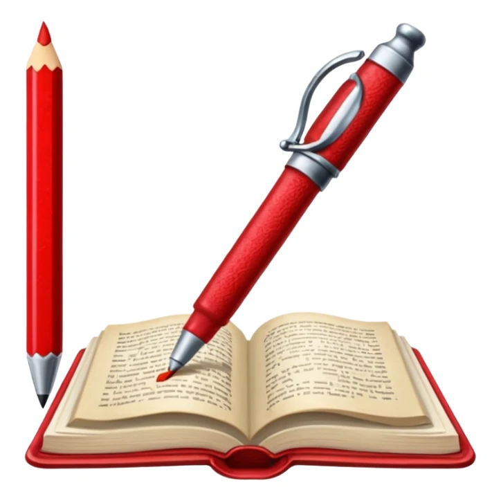 caneta vermelha, livro vermelho sticker