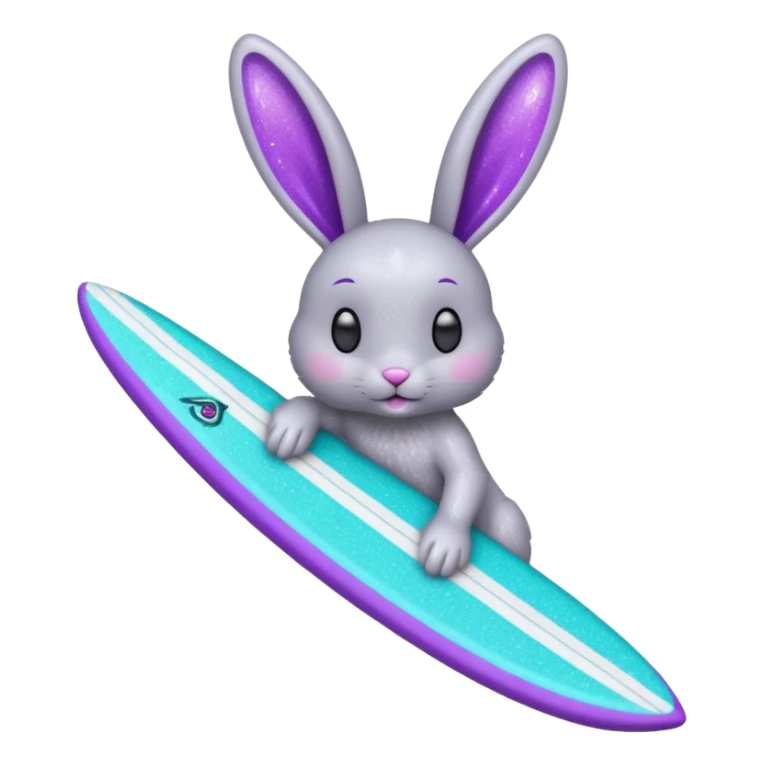 glitter gray bunny purple cian surf sticker