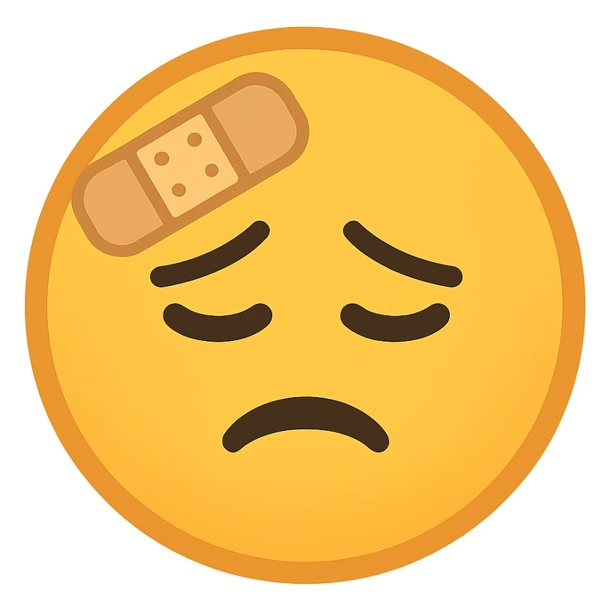 yellow face with bandage emoji, digital illustration sticker