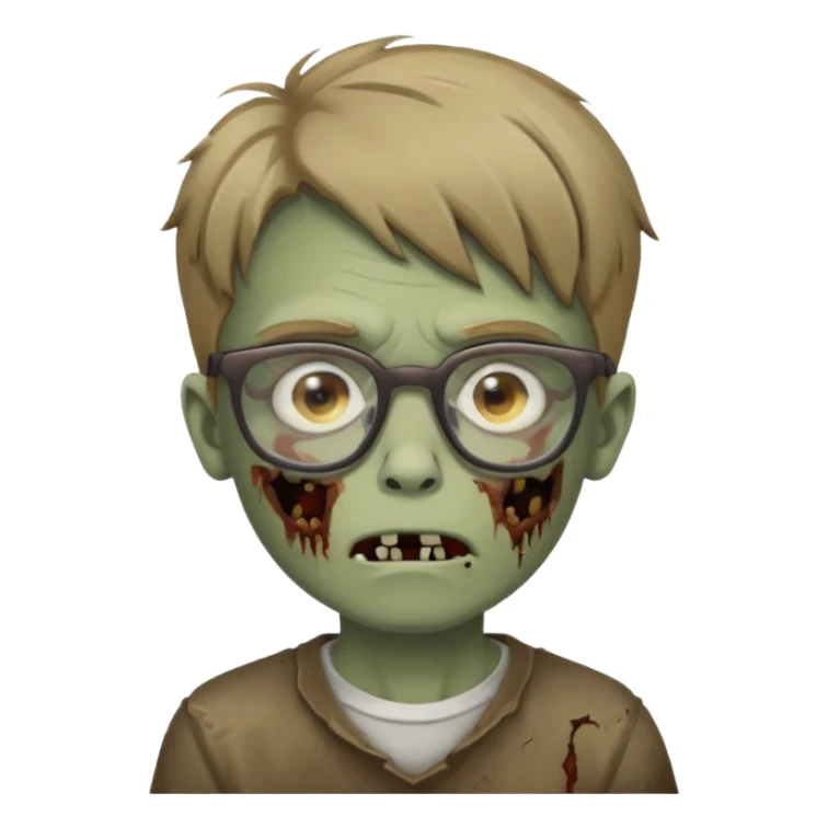boy zombie with dark blonde hair and glasses sticker