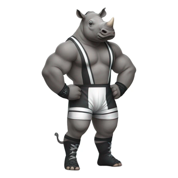 Rhino in a wrestling outfit sticker