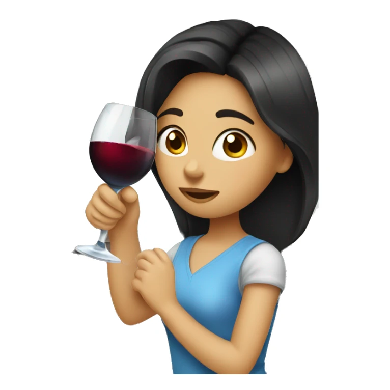 Girl with dark hair and blue eyes drinking wine while cleaning  sticker