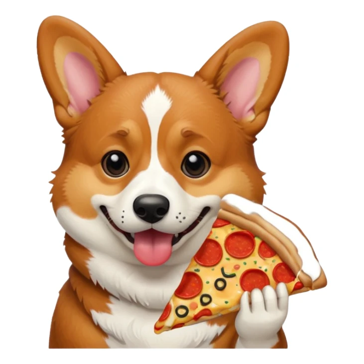 black tri-color corgi eating pizza sticker