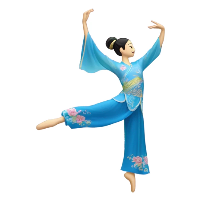 Shen yun dancer with one leg in the air flowing sleeves on arms sticker