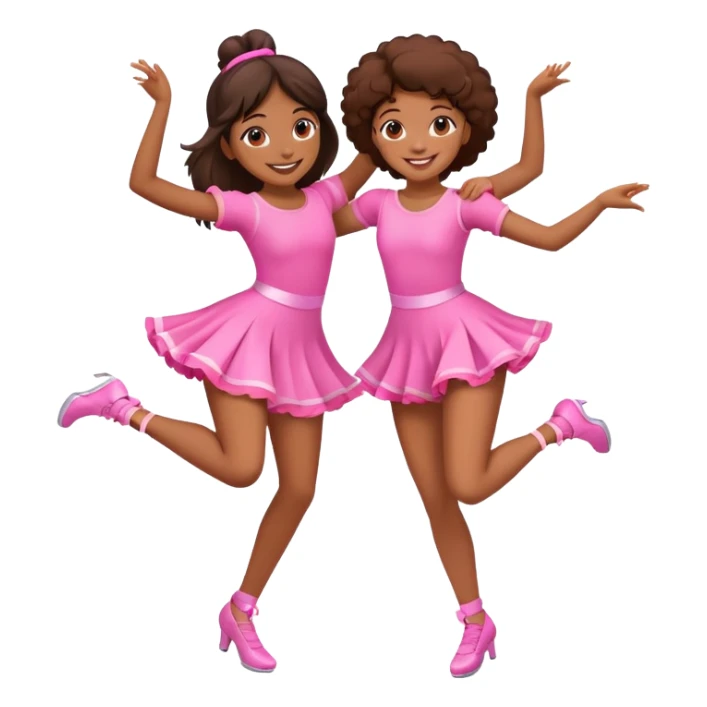 two brown girls dancing in pink outfits sticker