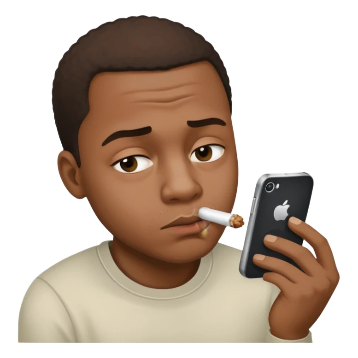 black man doing a line of coke from his phone sticker