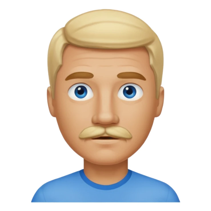 normal emoji 👨🏼 guy with blond hair, mustache, and blue eyes sticker